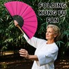 2 Pcs Large Folding Hand Rave Fan, Chinese Kung Fu