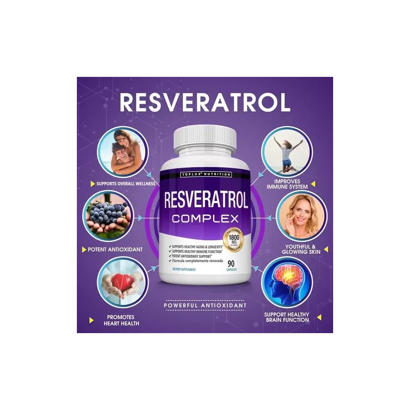 Resveratrol Complex Supplement 1800mg 90 Cápsulas Daily Food