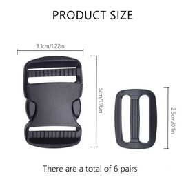 TNSOYCA Pack of 12 Buckle Clips and Tri Glide Slides, Plastic Adjustable Buckle Clips for Luggage Straps, Collar, Backpack Repair, Webbing, Tent Black