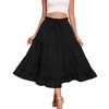 LOUSGUTA Women's Black Midi Skirt Flowy Ruffle Tiered High Elastic