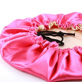 greatremy Satin Hair Bonnet Sleep Cap,Silky Bonnets for Women Curly Natural Hair Rose/Beige Sleeping Night Cap Big Large Bonnet Adjustable Double Layer with Drawstring