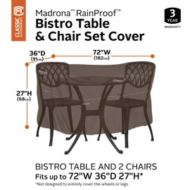 Classic Accessories Madrona Waterproof 72 Inch Patio Bistro Table & Chair Set Cover