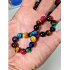 RAYON Multi-Color Tiger Eye Bracelet Men Stretc 10mm 7 7.5