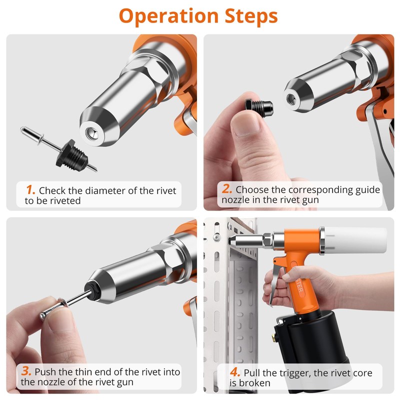 Proster Pneumatic Riveter - 3924LBF Pulling Pneumatic Rivet Gun, Heavy-Duty