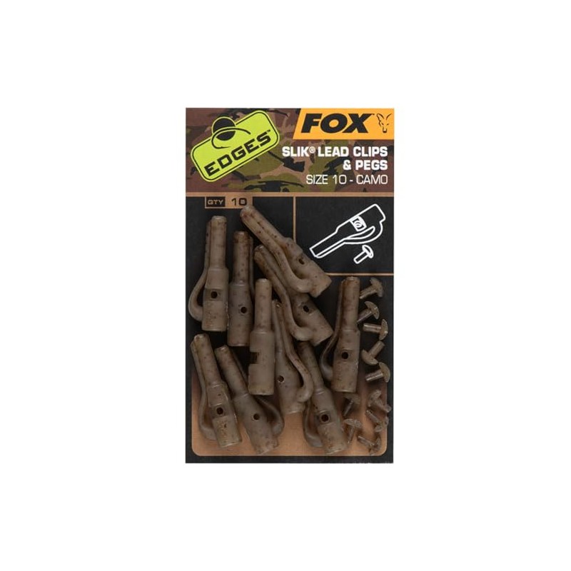 Fox Edges Camo Size 10 Slik Lead Clip + Pegs