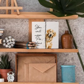 Nvotell Golden Retriever Wooden Decorative Sign, Funny Bathroom Decor, 5x5 Inch