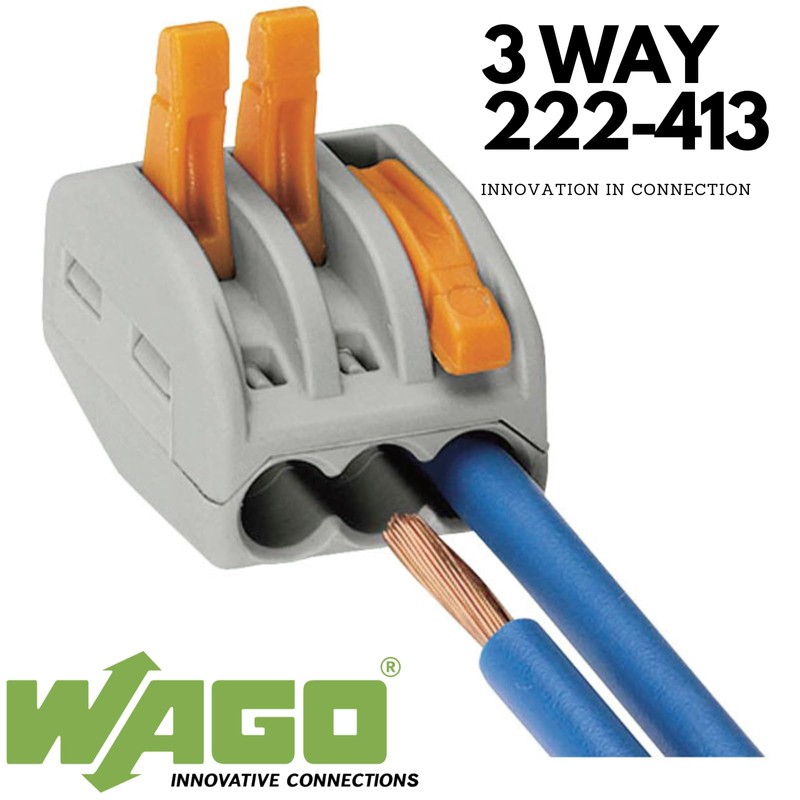 WAGO 222-413 3 Ladder Terminal Block with Lever, 4 mm