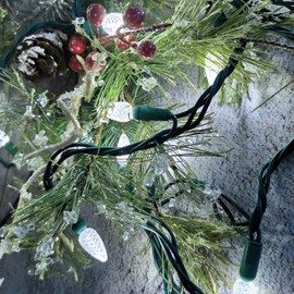 Yirunfa C3 Christmas Lights 50 Cool White LED String Lights, 120V UL, 17FT Green Wire Xmas Lights for Indoor & Outdoor Use, Trees, Pathway, Holiday Party Decorations