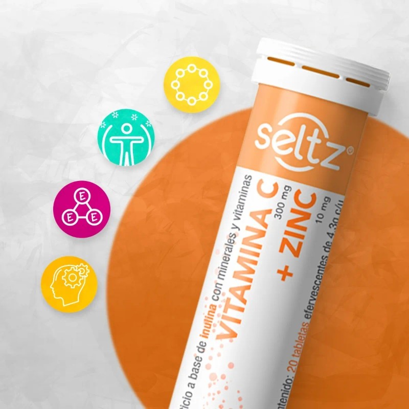 Zinc + Vitamina C Seltz 3 Pack Tabletas Efervescentes