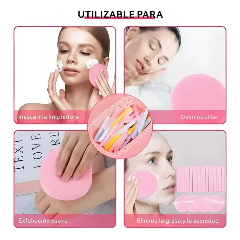 60 Pzs Esponja Facial Comprimida Para Limpieza Y Exfoliación