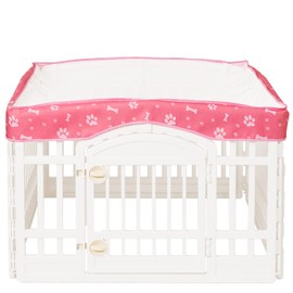 Dog Playpen Mesh Top Cover for 36" Inch Pet Playpen with 4 Panels,[ Note: Playpen Not Included] Dog Crate Cover Pet Tent Puppy Play Pen Cover, Ideal for Indoor/Outdoor Use. (Pink)