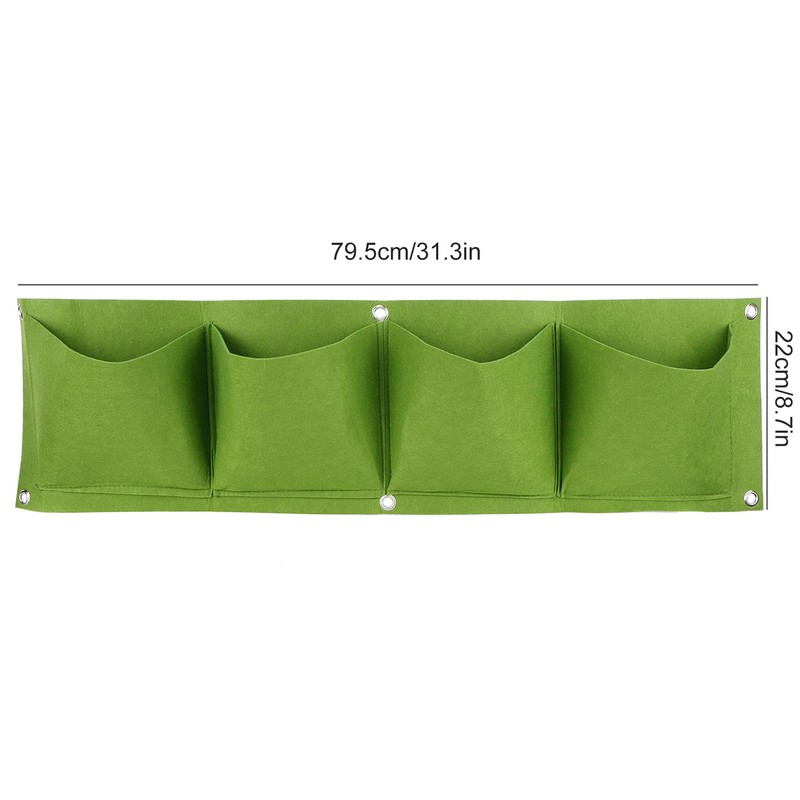 4Pcs 4 Pocket Plant Grow Bag Wall Mounted Reusable Degradable