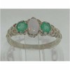 925 Sterling Silver Real Genuine Opal and Emerald Womens Band