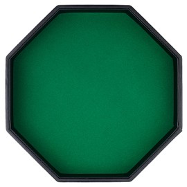 RERIVER Dice Rolling Tray, Green Felt Lined PU Leather Octagon Dice Tray for Dungeon Crawler Games