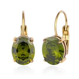 TaYolnFaSo Cut-Oval Peridot Leverback Earring for Women 18k Gold Plated Oval CZ Hanging Lever Drop Earring August Birthstone Gift Peridot Jewelry Birthday Gift for Wife Mother Girlfriend Daughter