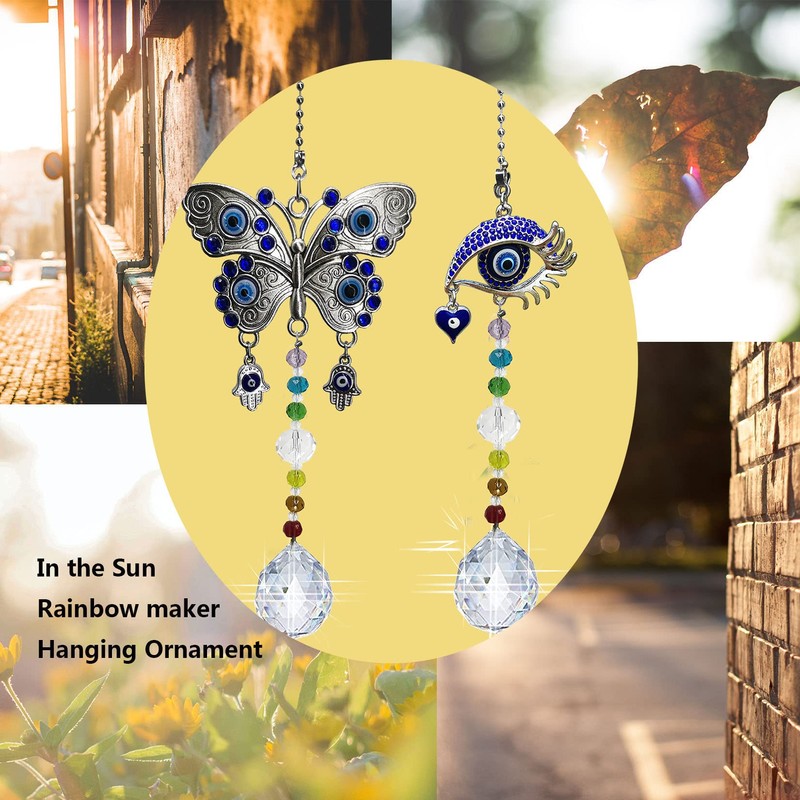 Window Hanging Suncatcher with Crystal Blue Butterfly Garden Decoration (Butterfly