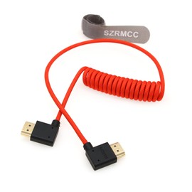 SZRMCC 8k 2.1HDMI Cable HDMI to HDMI Coiled Cable Ultra High Speed Soft HDMI Cable for Z Cam E2 Portkeys BM5 Atomos Shinobi Ninjav V Monitor Sony Canon Camera 50cm (Red 50cm, Left HDMI-Right HDMI)