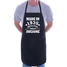 Print4U 90th Birthday Made In 1935 BBQ Cooking Funny Novelty Apron Black