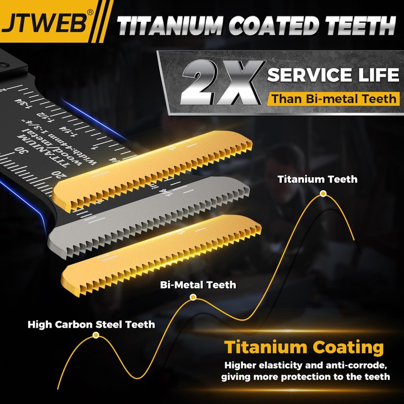 JTWEB 15PCS Titanium Oscillating Saw Blades, Multitool Blades Oscillating Tool
