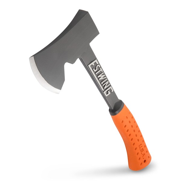ESTWING Camper's Axe - 14" Hatchet with Forged Steel Construction & Shock Reduction Grip - EO-25A