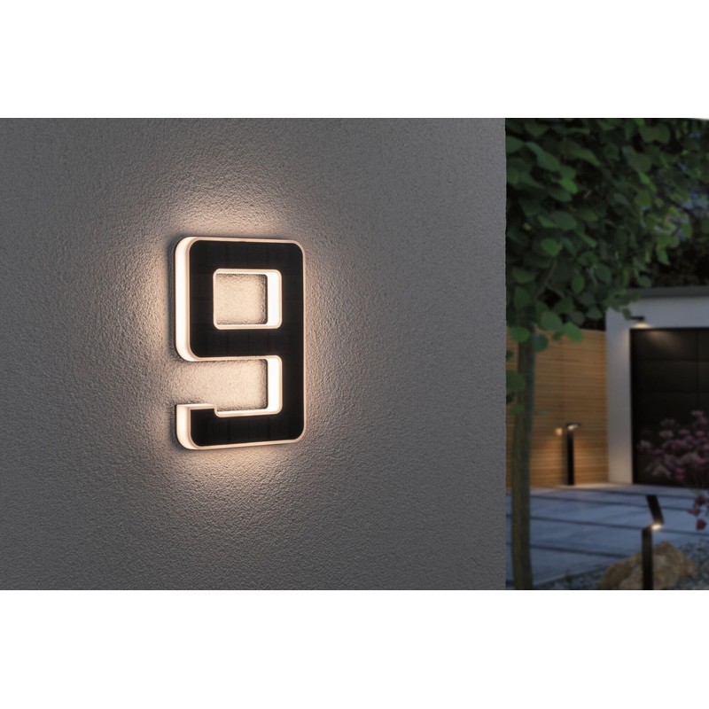 Paulmann Outdoor Solar House Number 9 3000 K IP44 Akk