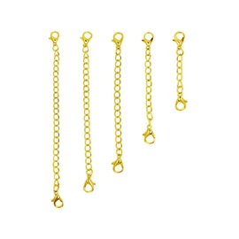 GBSTORE - Juego de 5 cadenas extensoras de collar de acero inoxidable de diferentes tamaños con cierres de langosta, extensores de collar de joyería para hacer joyas de bricolaje (dorado)