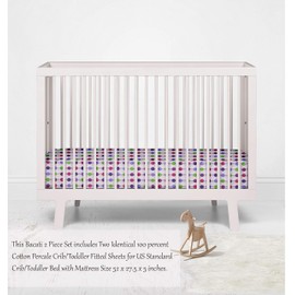 Bacati - 2 Pack Dots Purple Girls 100% Cotton Universal Baby US Standard Crib or Toddler Bed Fitted Sheets (Pearl String, Purple)