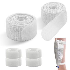 4 Packs Leg Bag Straps(White), Urine Drainage Bag Strap Catheter Leg Bag Straps with Soft Elastic Fabric Comfortable Silicone Grips for Men Women Urine Tube Fix Device Supplies