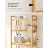 SONGMICS Estante para Baño sobre Inodoro, Ajustable, De Bambú, 3