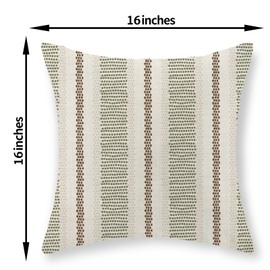 GOLIANDA Brown Sage Green Pillow Covers 16x16 Set of 2 Boho Outdoor Striped Throw Pillow Covers Abstract Modern Geometry Decorative Pillowcase Farmhouse Linen Cushion Case Decorations for Sofa Couch