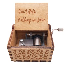 Youtang Gifts for Her Him, Can't Help Falling in Love Music Box, Engraved Wood Musical Boxes Gifts for Lover on Valentine's Day, Father's Day,Mother's Day,Christmas,New Year(Handcrank)