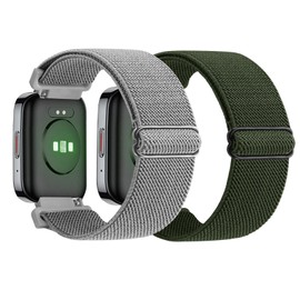 Yeahxing Stretch Nylon Straps Compatible with Tensky Smartwatch, 2 Packs Soft Elastic Replacement Strap, Breathable for Veryfit SmartWatch / ID207 / ID208 B/SKG V7 SmartWatch Bracelets Men Women, No