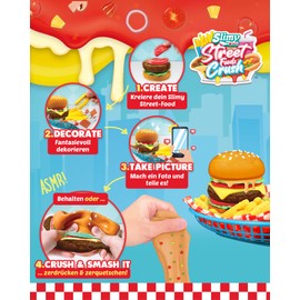 Slimy Street Foodz Crush - Mini Burgeron, Slime und Knete Kreativ-Set, Backspiel zum selber Mischen, Formen und Dekorieren, kreatives Gestalten für Kinder