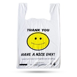 Large Happy Smiley Face T-shirt Plastic Shopping/Take Out Bags 350 pcs