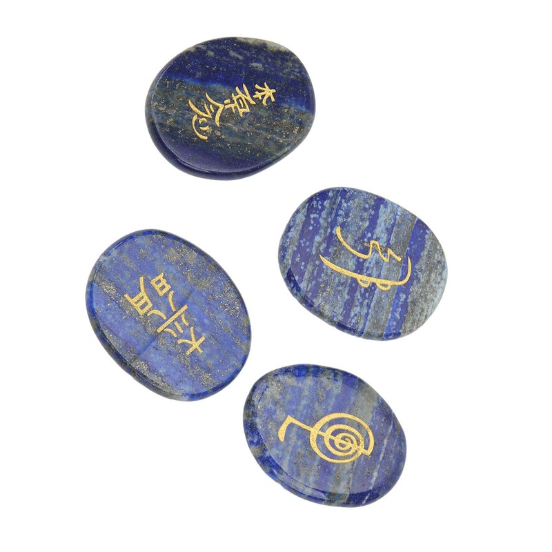 4Pcs Reiki Symbols Stones Smoother Surfaces Engraved Reiki Stones for