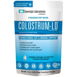 Colostrum-LD Proprietary Liposomal Colostrum Powder - Immune & Digestive Support I Eases Leaky Gut I Gluten-Free, Lactose-Reduced I 1500% More Bioavailability I 68 Servings - Sovereign Laboratories - 12 oz Plain