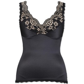 Beauty Reine Front Cloth Body Shaper Wireless, Large Size, Shapewear with Cups, Made in Japan, Basic Black