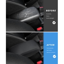 INTGET Car Center Console Armrest Cover for Subaru Crosstrek Accessories 2012 2013 2014 2015 2016 2017 Impreza 2012-2016 Leather Arm Rest Box Lid Middle Console Cover (Black Stitches, 2012-2017)