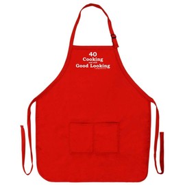40th Birthday Cooking Still Good Looking 2 Pocket Apron Red