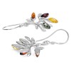 Navada 925 Solid Sterling Silver Multicolor Baltic Amber Marquise Leaves