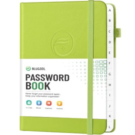 Password Book with Alphabetical Tabs, Hardcover Small Password Keeper, Password Notebook Organizer for Computer and Internet Address, Gifts for Home, Office, 4.4''x 5.8'' - Grass Green