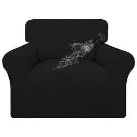 Easy-Going 100% Waterproof Oversized Chair Couch Cover, Dual Waterproof Sofa Cover, Stretch Jacquard Sofa Slipcover, Leakproof Furniture Protector for Kids, Pets, Dog and Cat, Black