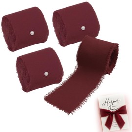 4 Rolls Burgundy Ribbon, 5M x 4CM Maroon Ribbon for Gift Wrapping, Wedding Decorations, DIY Crafts