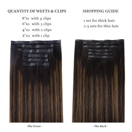 HOTBANANA Seamless Clip in Hair Extensions Dark Brown Mixed Golden Brown 16in 130g 7pcs Clip in Remy Human Hair Extensions Straight Hair Invisible PU Skin Weft
