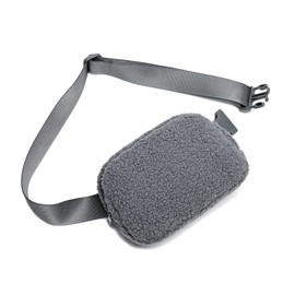 FODOKO Fleece Belt Bag, Sherpa Crossbody Bag Fanny Pack for Women Fashionable Everywhere Waist Bum Bag Pack (Grey)