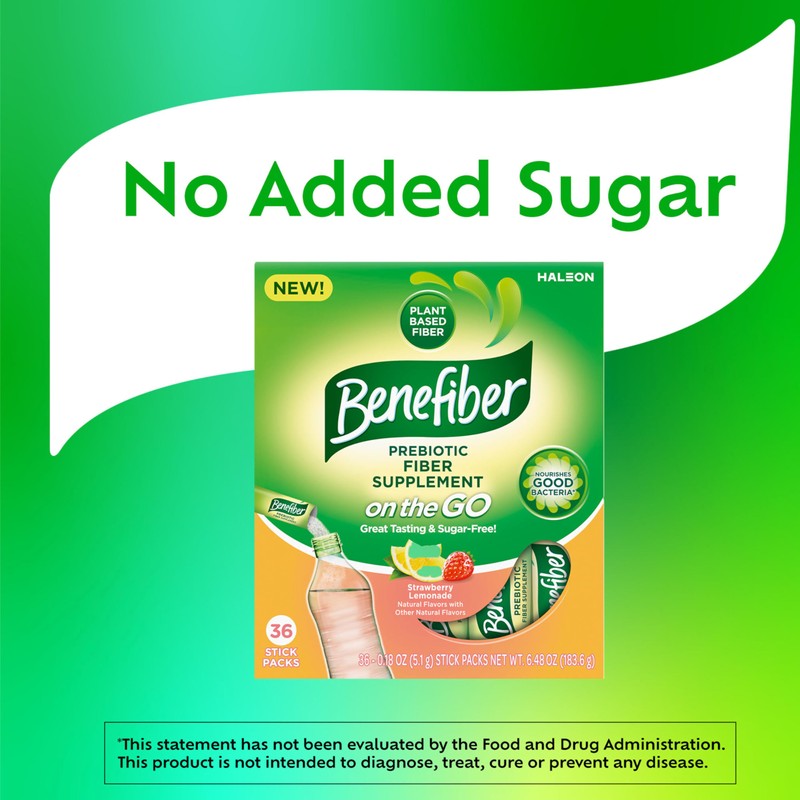 Benefiber Fiber Supplement, Strawberry Lemonade, On The Go Stick Packs,