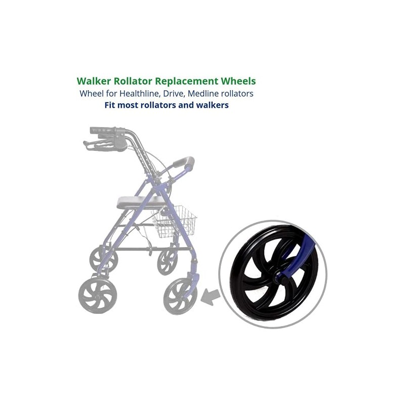 Walker Rollator Replacement 7.5" Wheels Black (1pis) (FRONT 1)