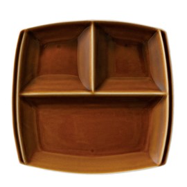 titto P37502 3-Compartment Dish (Square), Brown