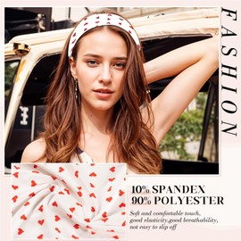 4PCS Floral Boho Headbands for Women Trendy Wide Head Bands for Women's Hair Non Slip Wraps Elastic Stretchy Bandanas Workout Hair Bands Fashion Hair Accessories Birthday Gifts for Valentines Blue