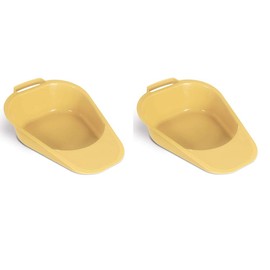 Portable, Easy to Clean Fracture Bed Pan with Built-in Handle - Gold (Pack of 2)